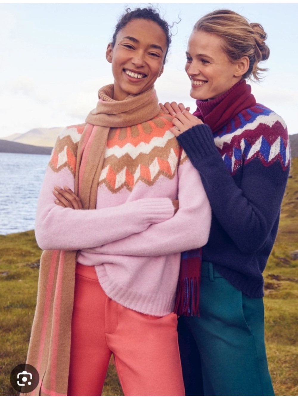 J. Crew Fair Isle Turtleneck Sweater Pink Alpaca wool blend Après Ski S Cozycore